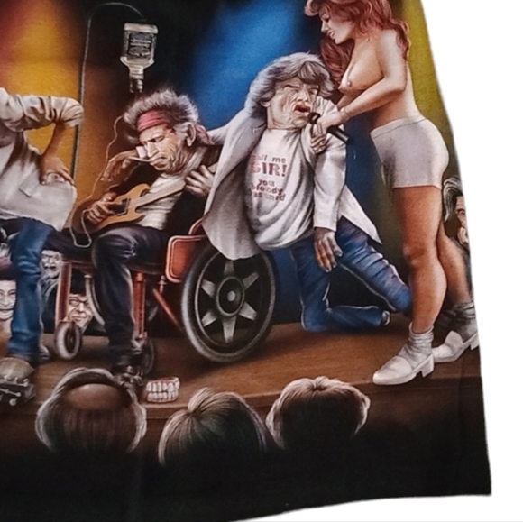 Vintage Rolling Stones Airbrushed Rock Band Graphic Tee Shirt L SUPER RARE - Picture 11 of 16